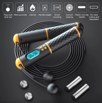 Precision Digital Counting Jump Rope: The Ultimate Indoor/Outdoor Fitness Tool - Adjustable Length and Calorie Tracking